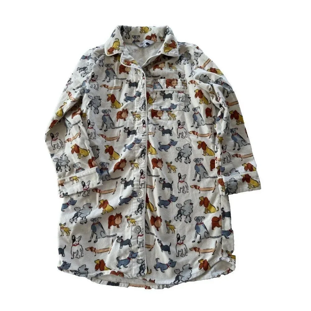 The Company Store Girls 6/7 Fleece Dog Pajama Shirt Gown